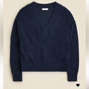J. Crew Relaxed V-neck Cotton Navy Sweater